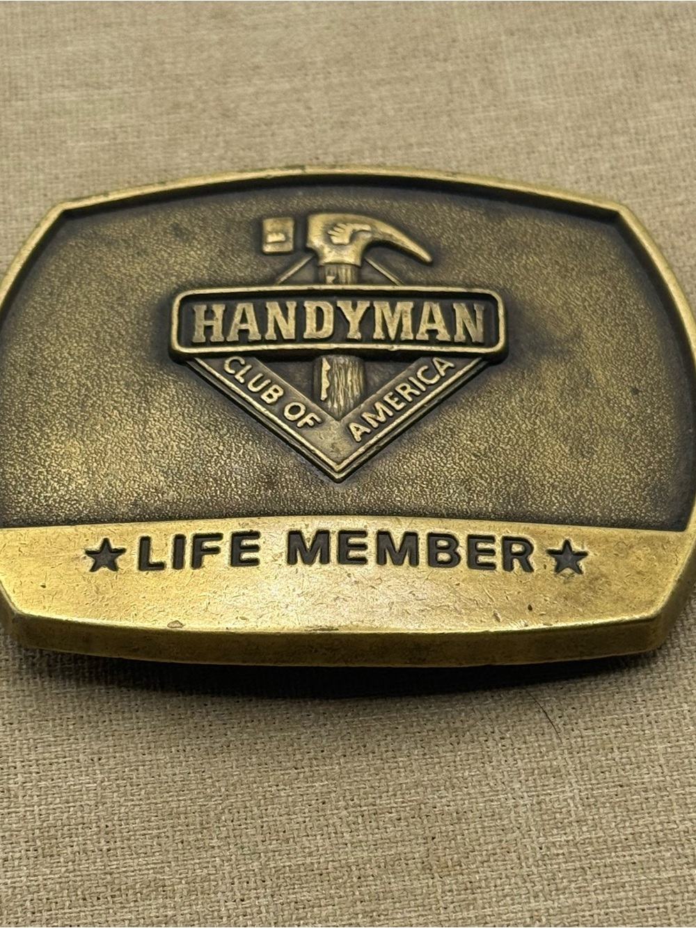 Handyman club Life Member Brass Belt Buckle